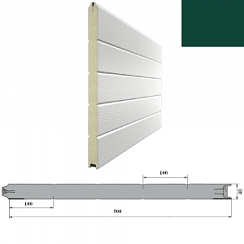 Панель 500мм Нстук/Нстук зелен(RAL6005)/бел(RAL9003) для подъёмных секционных ворот