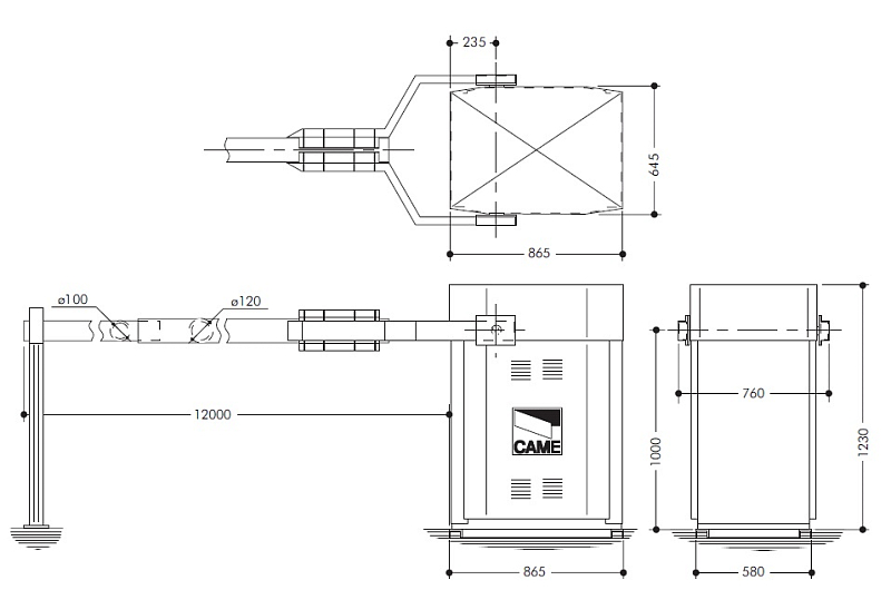 CAME GARD 12 высокоинтенсивный автоматический шлагбаум 12м