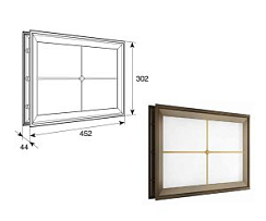 Окно акриловое 452х302 белое с раскладкой крест для панелей со структурой "филенка" для подъёмных секционных ворот