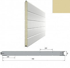 Панель 500мм Нстук/Нстук беж(RAL1014)/бел(RAL9003) для подъёмных секционных ворот