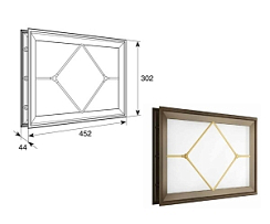 Окно акриловое 452х302 белое с раскладкой ромб для панелей со структурой "филенка" для подъёмных секционных ворот